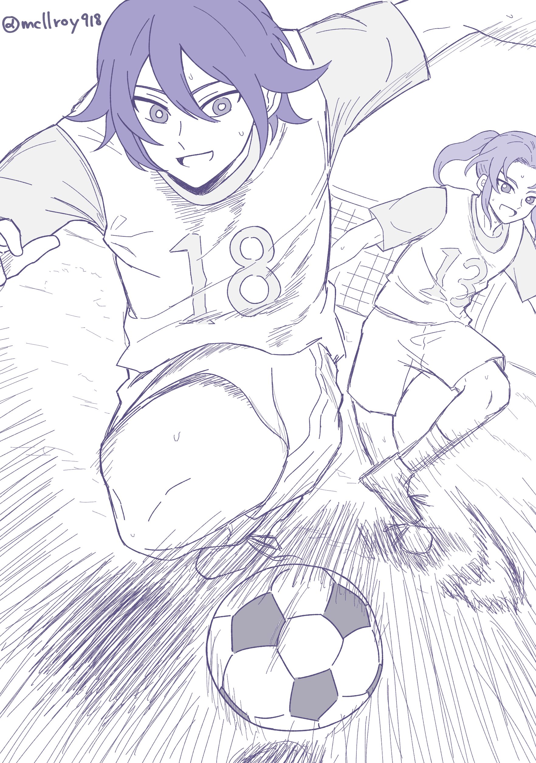 【イナイレ】サッカーしているヒロトくんと緑川くん