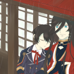 雨が降ってきて、神社かどこかで雨宿りしている二人です。頭の中で思っていた構図がうまく描けなかったので、いつかリベンジしたいです。 兼堀イラスト