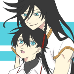 後ろからゆるハグしてちょっとビックリさせたろ~っていう兼さんと、照れながらも嬉しそうな堀川くん。
でも実際は、堀川くんの偵察値が高いから不意打ちをつくのは難しいかもしれませんね……。笑 兼堀画像