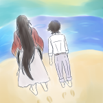 夕日と海と浜辺と足跡と兼堀と。あったかいような切ないような雰囲気を目指したんですけど、今一歩力及ばず。
厚塗り力を鍛えたいなと思います。 兼堀イラスト