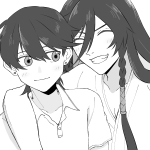 暑い夏でも仲良く元気なふたり!
ニッコニコな兼さんとちょっと照れながらも嬉しそうな堀川くんを描きたかった。兼さんの衣装って夏場死ぬほど暑そうですけど、どうやってこの猛暑を乗り切ってるんでしょうね……扇風機の前を陣取って、沖田組にちょっと~こっちに風来ないじゃんって怒られてたりして。 兼堀画像